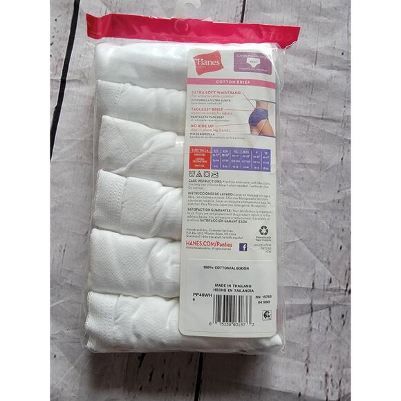 Vintage NEW Hanes 6 Cotton Women's White Briefs Size 6 - Picture 3 of 4